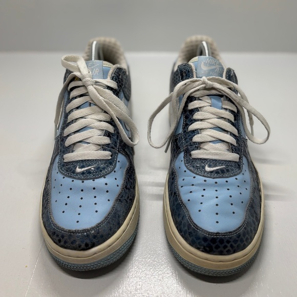 Nike Air Force 1 Low Blue Leather Sneakers Women’s 9 Vintage - Picture 3 of 12